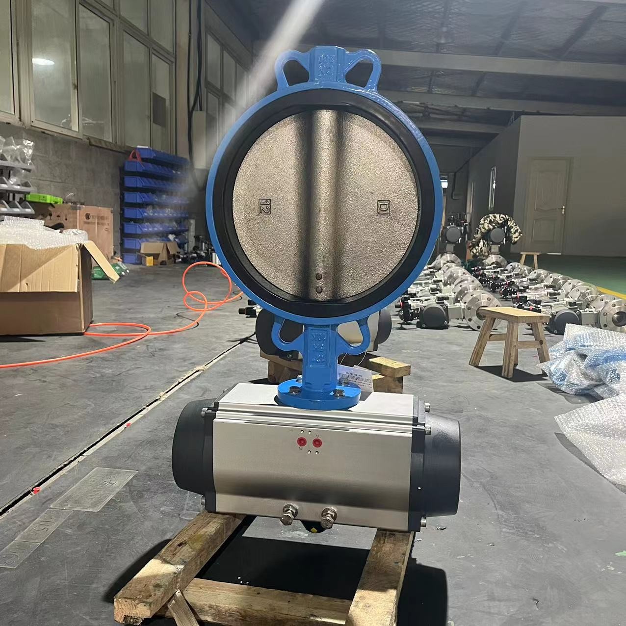 D671X-16Q氣動對夾式蝶閥 大口徑對夾式蝶閥不銹鋼氣缸蝶閥 DN300