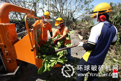 利用破碎機，制木屑再利用